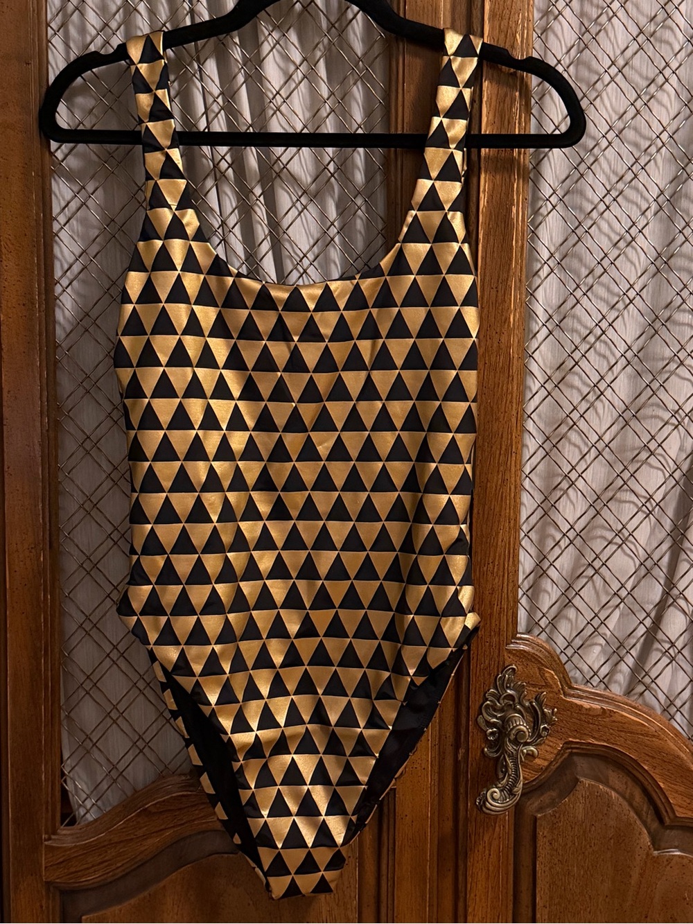 NWT Cynthia Rowley Olympia Black Gold Foil One Piece Swimsuit SIZE MEDIUM - Picture 5 of 16
